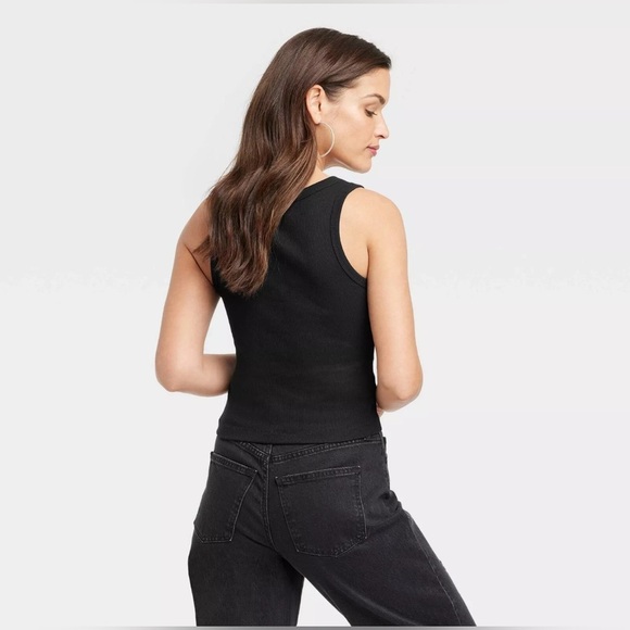 Women’s Slim Fit Scoop Neck Tank Top Black Universal Thread - Picture 4 of 8